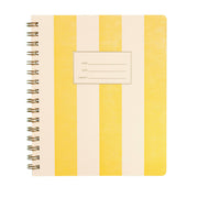 Notebook with yellow and beige striped cover gold spiral bound