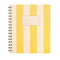 Notebook with yellow and beige striped cover gold spiral bound