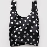 Standard Baggu - Silver Metallic Polka Dot
