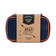 Navy blue case with orange accents for tech gadgets 