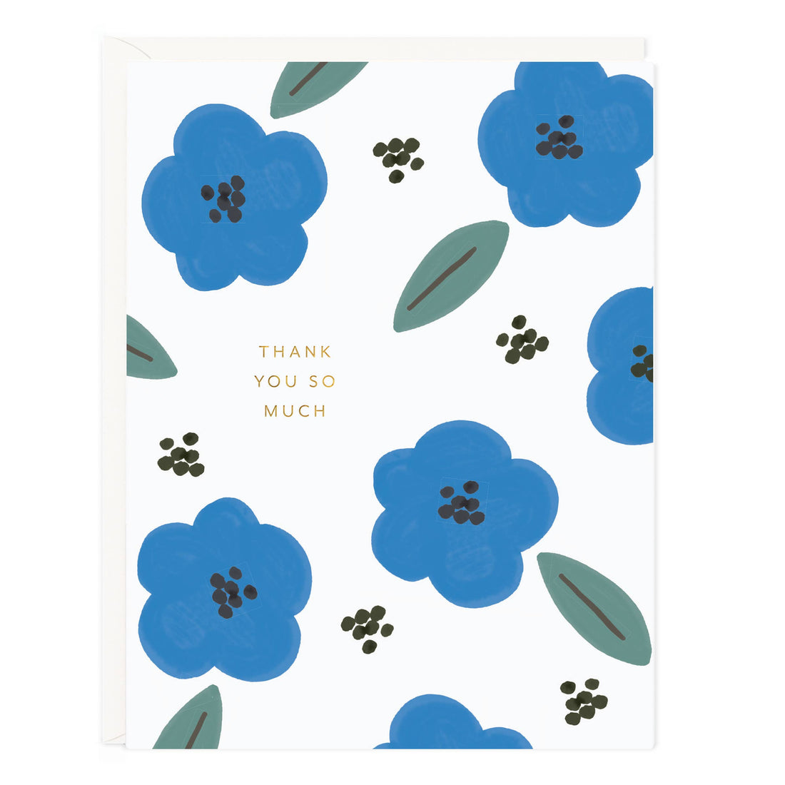 Card with blue flowers and 'Thank you so much' text