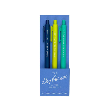 set of 3 pens for dog lovers with sayings such as dogs are my favorite and can i pet your dog