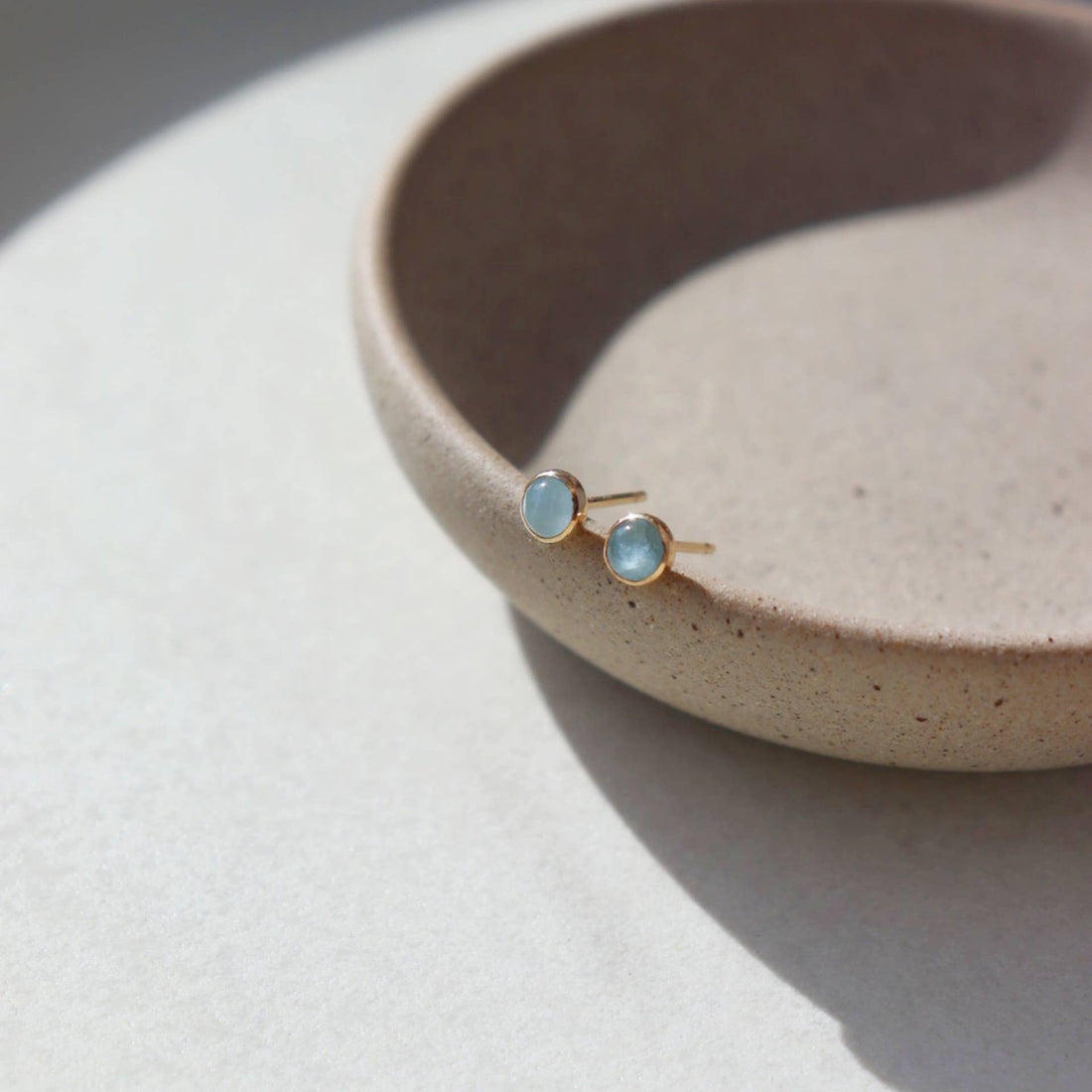 aquamarine studs in gold fill or sterling silver