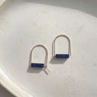 gold fill or sterling silver lapis earrings with arch