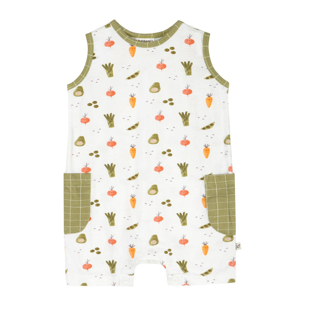 Baby romper with vegetable pattern  and side pockets