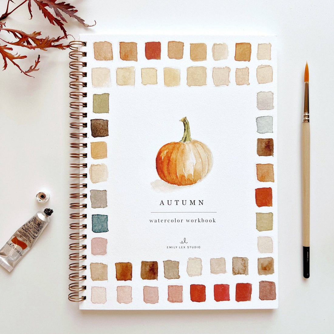Autumn themed watercolor workbook