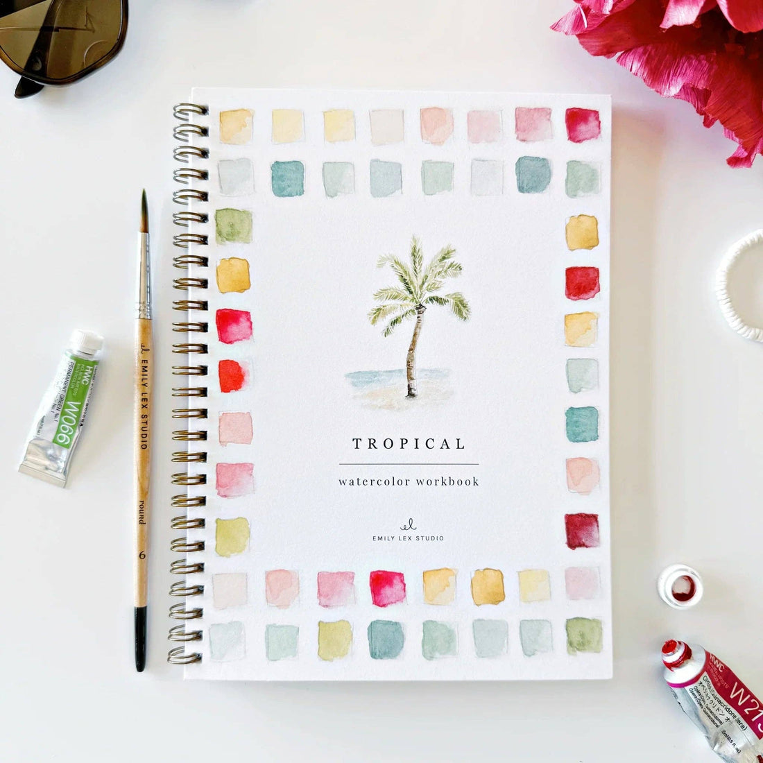 tropical themed watercolor workbook