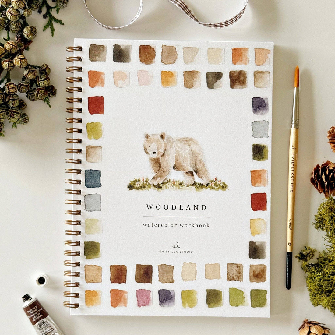 woodland forest themed watercolor workbook