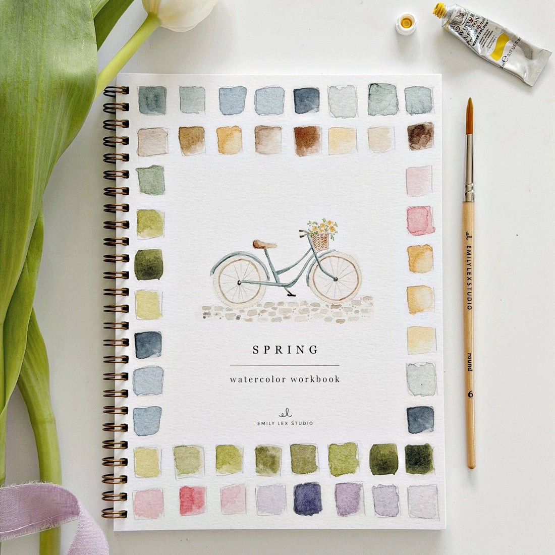 spring themed watercolor workbook