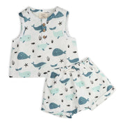 sleeveless whale top and shorts set organic materials
