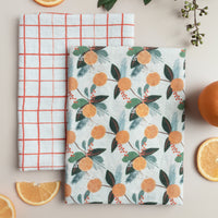 Linen Tea Towel - Loose Grid Crimson