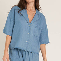 Short Sleeve Tencel Button Down Shirt