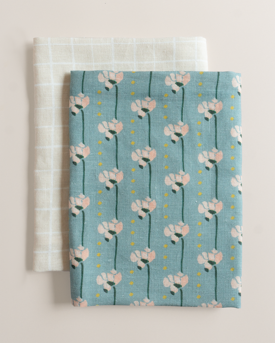 Honey Loose Grid - Linen Tea Towel