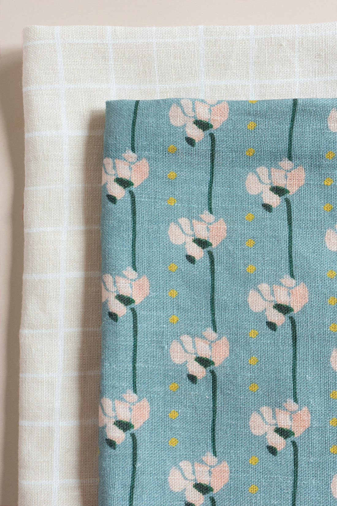 Honey Loose Grid - Linen Tea Towel