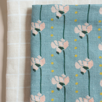 Honey Loose Grid - Linen Tea Towel