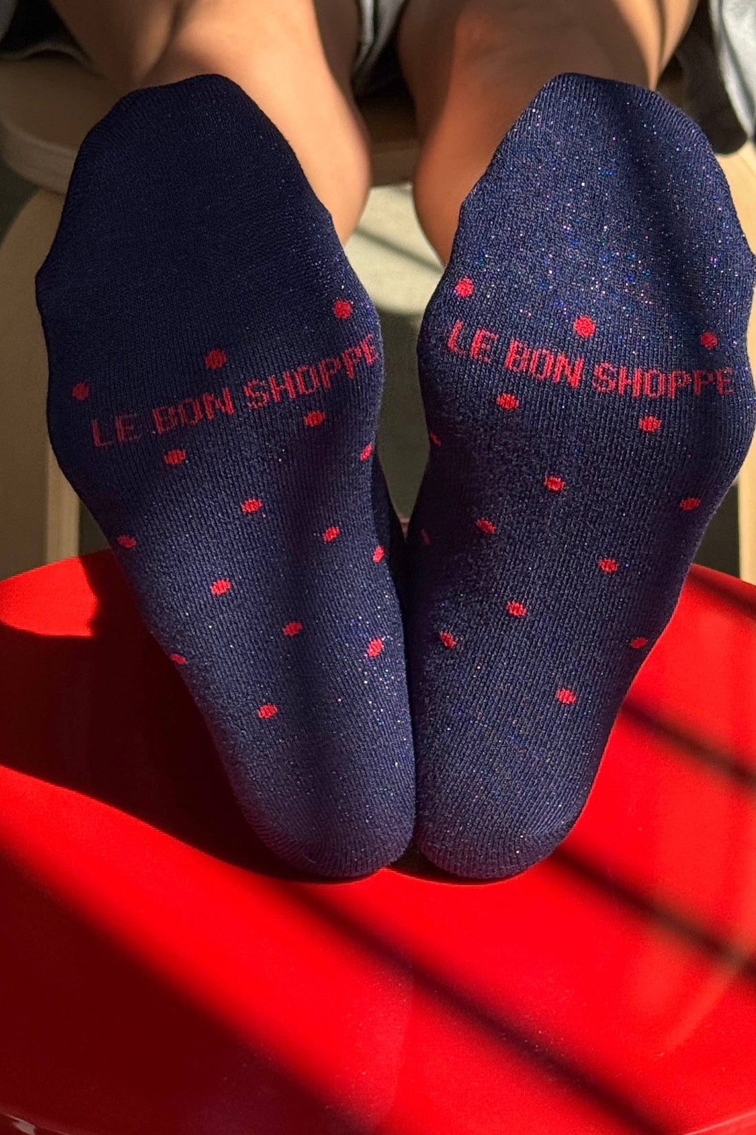 Sneaker Socks Polka Dot - Ink Blue/Red