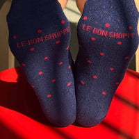 Sneaker Socks Polka Dot - Ink Blue/Red