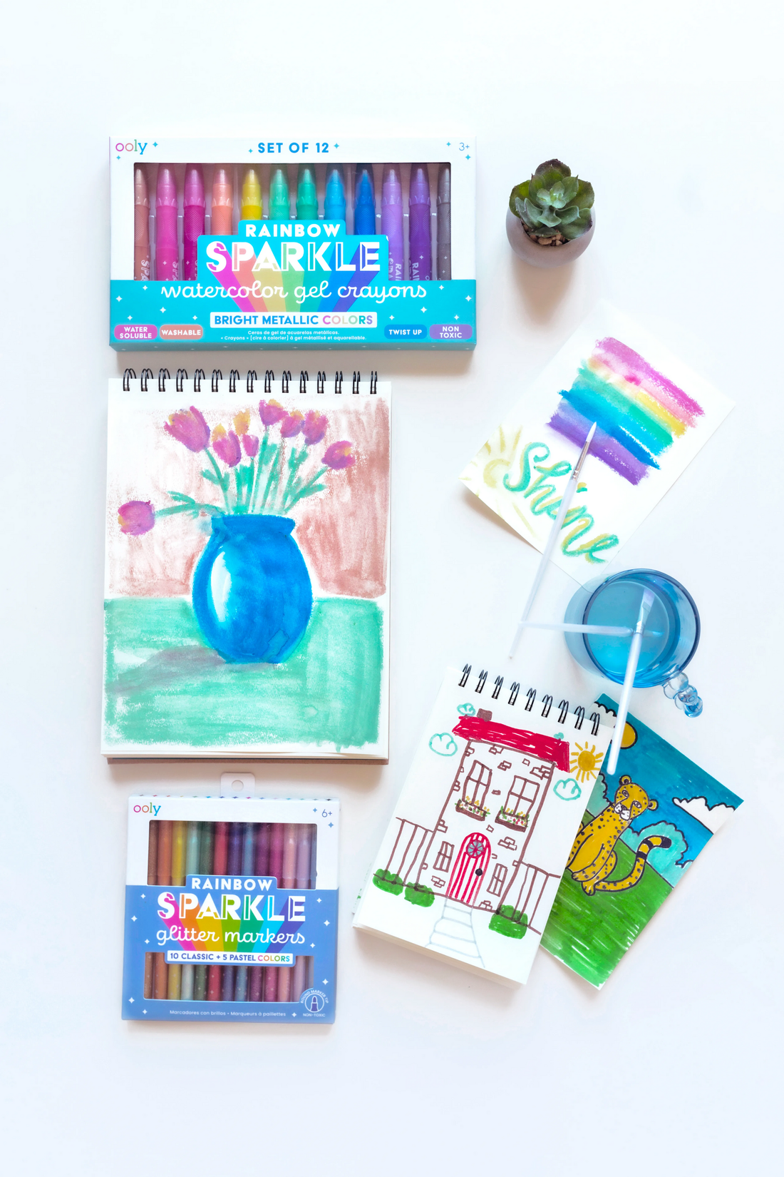 Rainbow Sparkle Watercolor Gel Crayons
