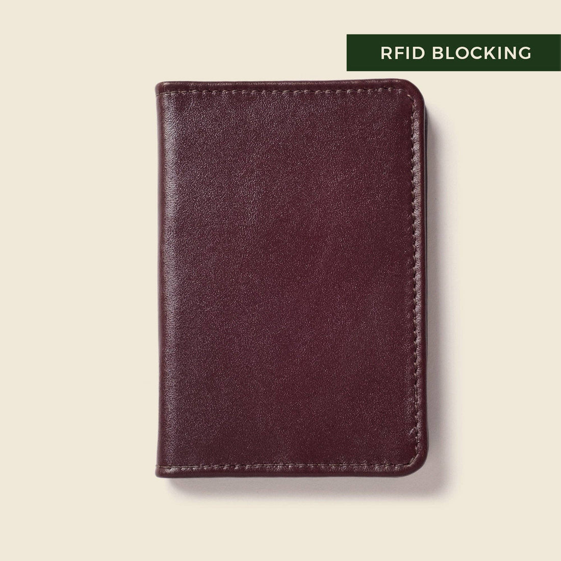 RFID Leather Bifold Wallet - Burgundy