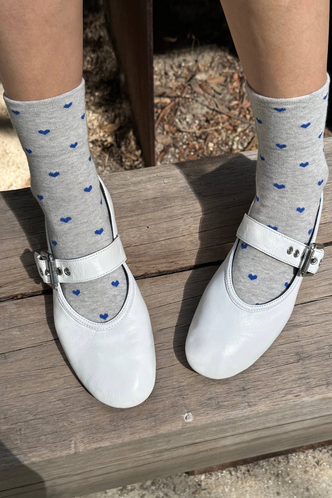 Sneaker Socks - Heart - Melange Grey / Cobalt