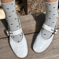 Sneaker Socks - Heart - Melange Grey / Cobalt