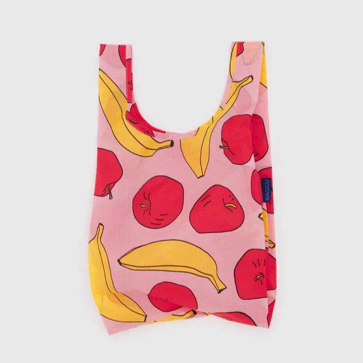 Baby baggu with pink apples and yellow bananas