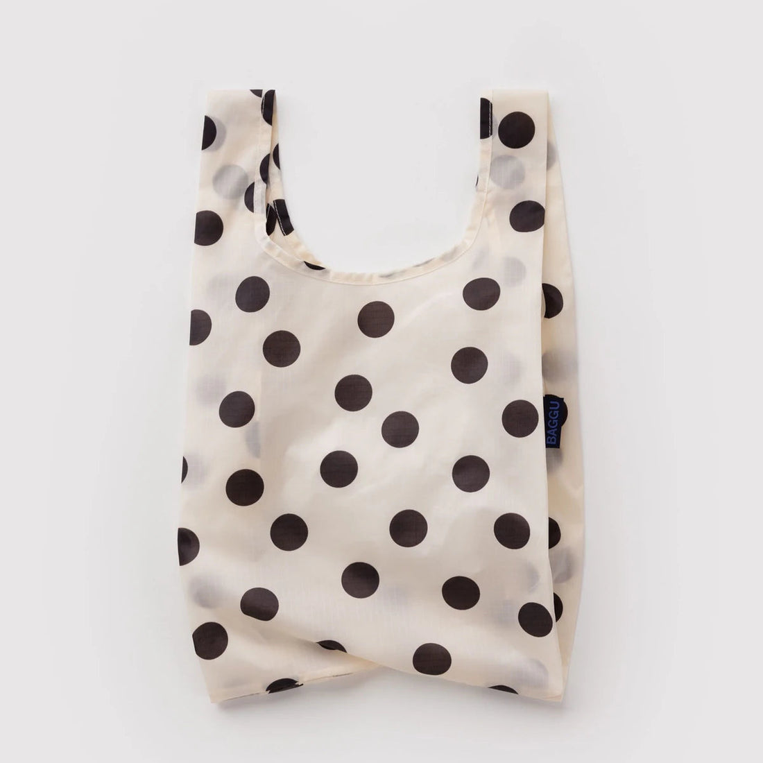 cream and black polka dot reusable bag