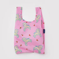 Pink reusable bag with lambs and flowers 