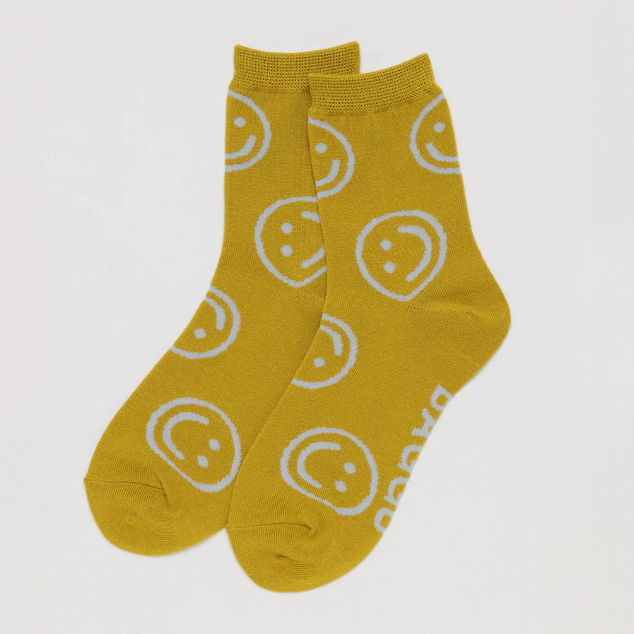 Crew Sock - Ochre Happy