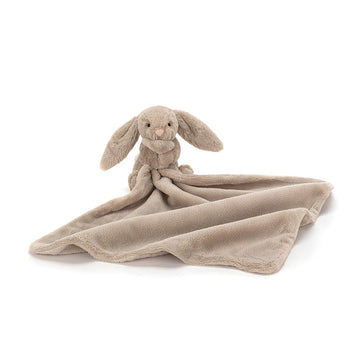 Bashful Beige Bunny attached to small blanket 