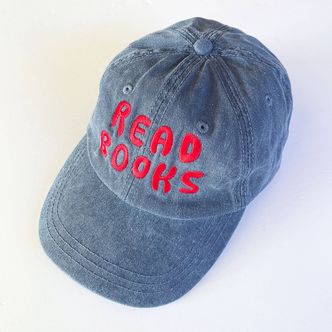 Denim Baseball Cap with Embroidered Read Books