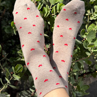 Sneaker Socks - Heart - Latte / Red