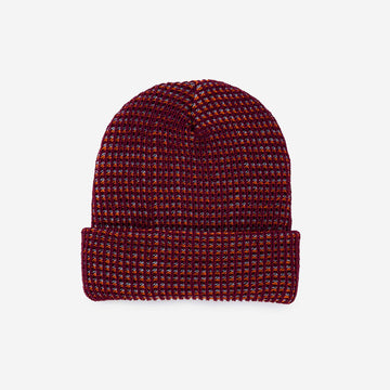 Grid Knit Beanie - Wine Red