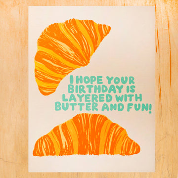 birthday card with croissant illustrations 