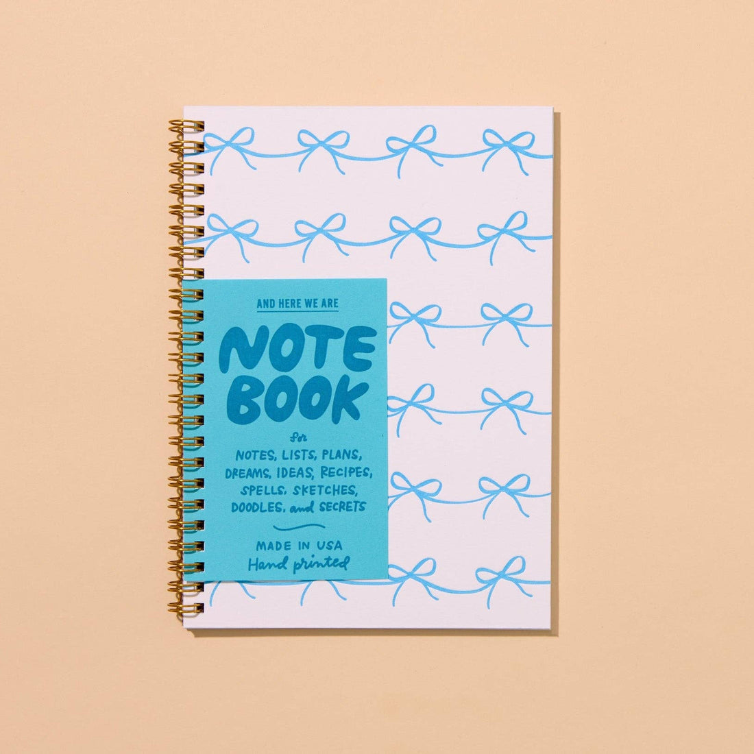 a5 sprial notebook with bows