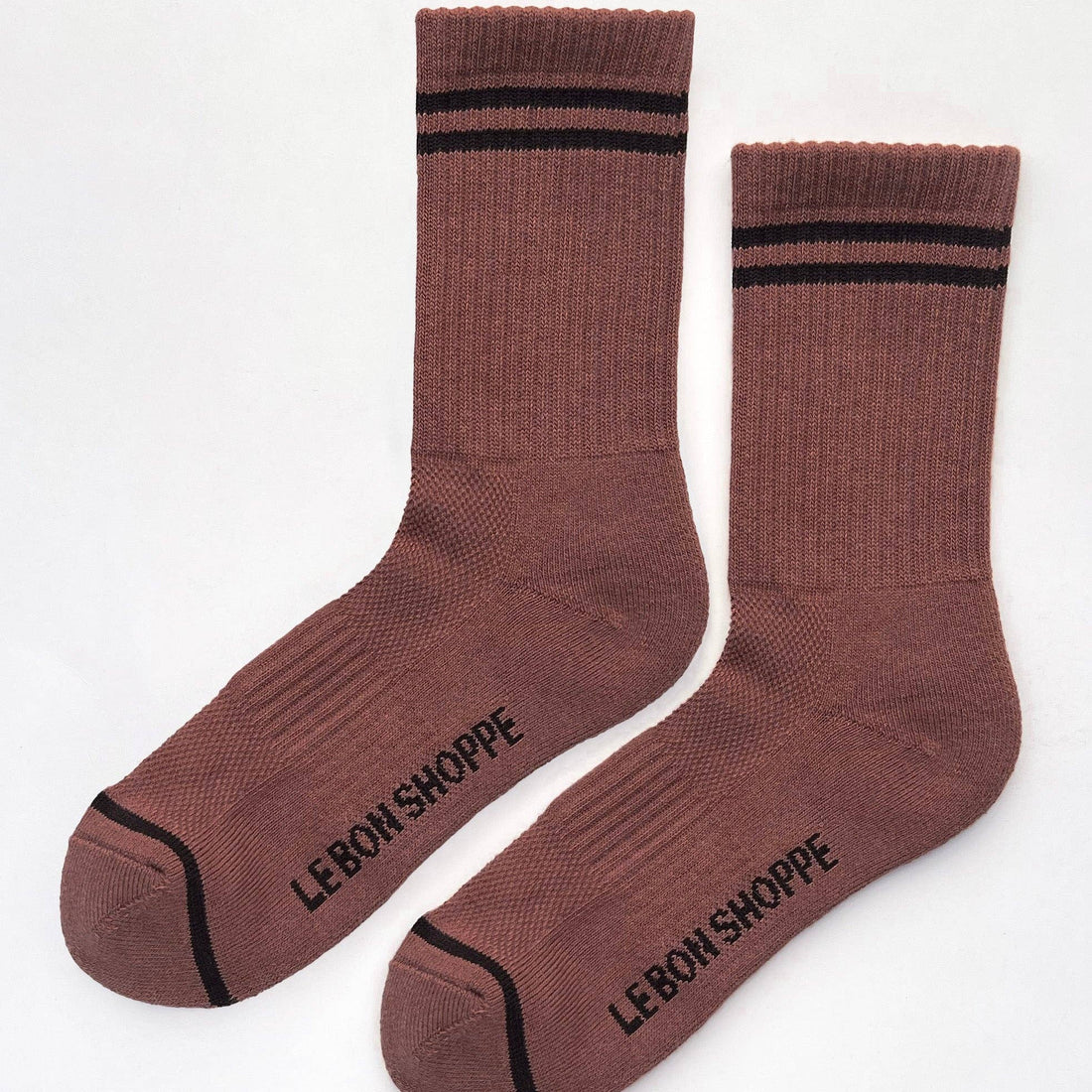 clay colored boyfriend style socks for women by le bon shoppe