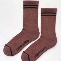 clay colored boyfriend style socks for women by le bon shoppe