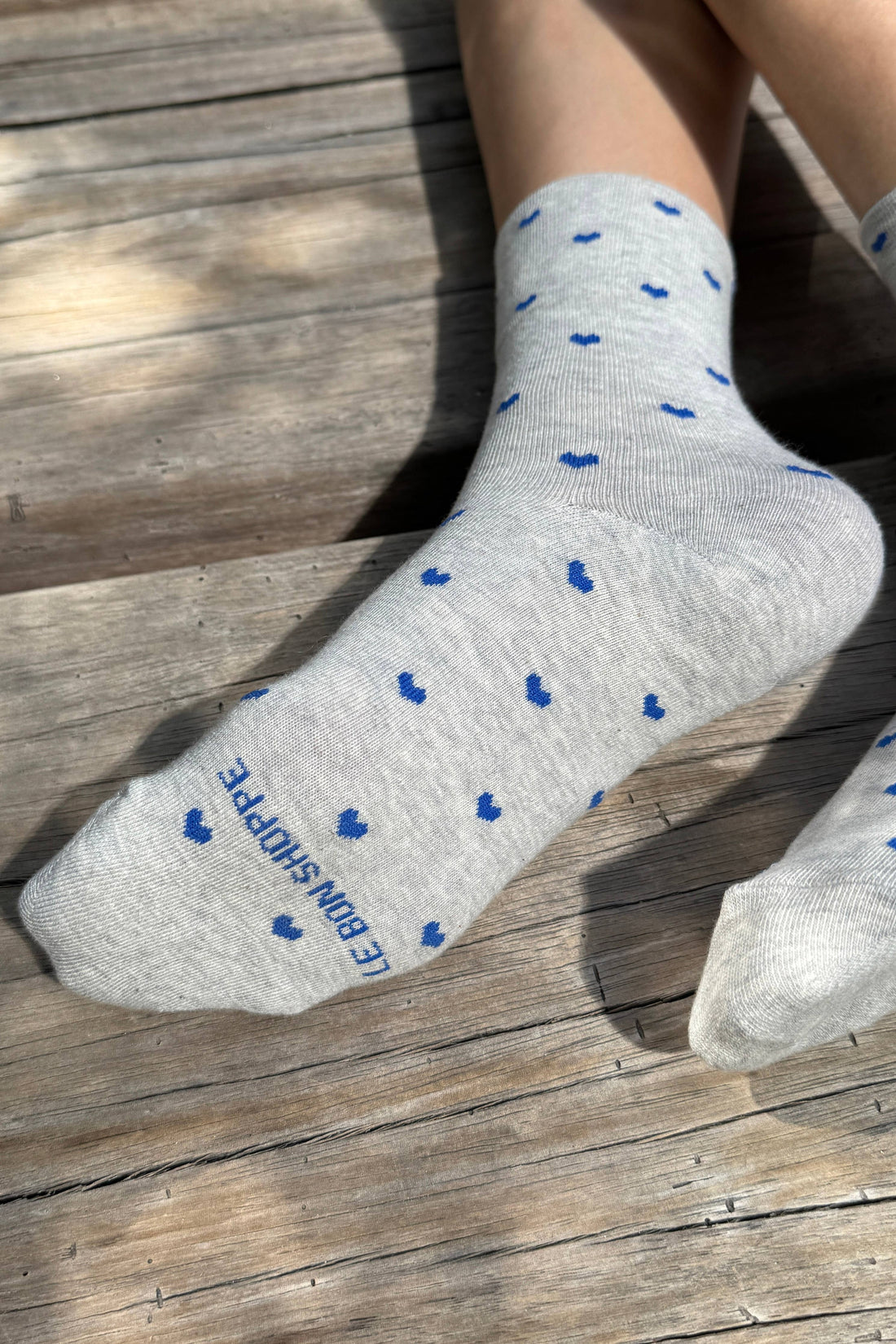 Sneaker Socks - Heart - Melange Grey / Cobalt