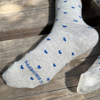 Sneaker Socks - Heart - Melange Grey / Cobalt