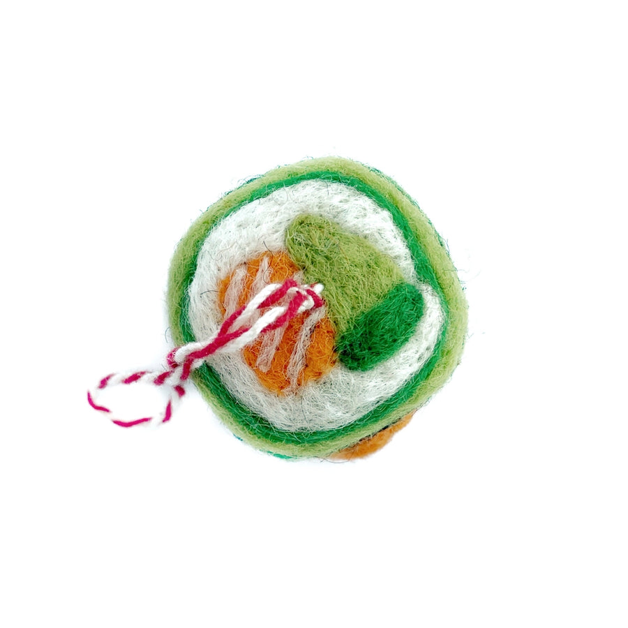 Sushi Felt Wool Ornament  - Avocado Roll