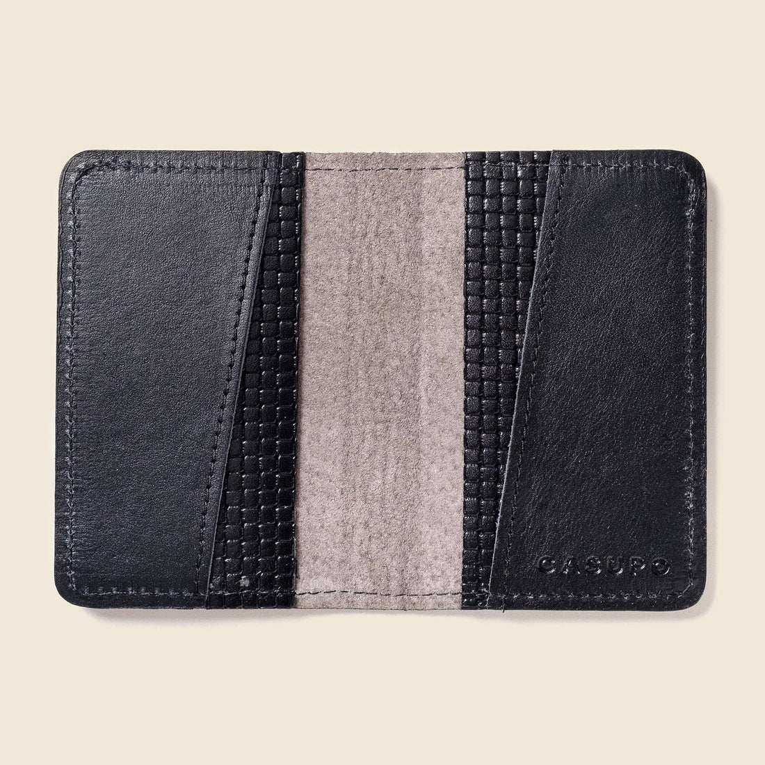 RFID Leather Wallet - Black Woven