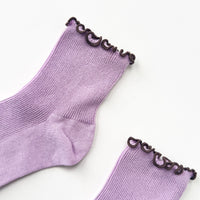 Petite Ruffled Modal Socks - Lilac + Brown