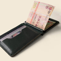 RFID Leather Money Clip Wallet - Olive Green