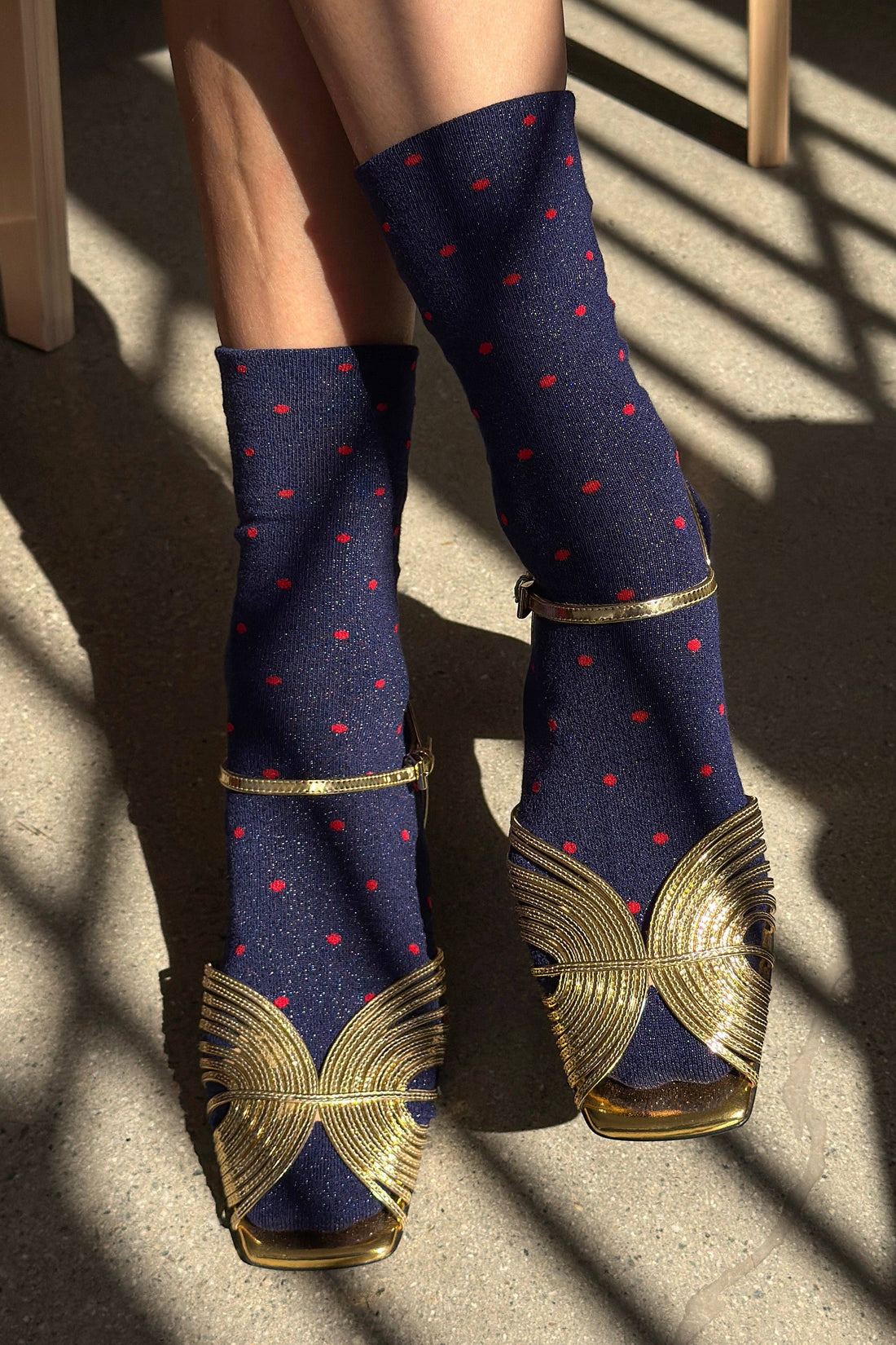 Sneaker Socks Polka Dot - Ink Blue/Red