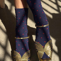 Sneaker Socks Polka Dot - Ink Blue/Red