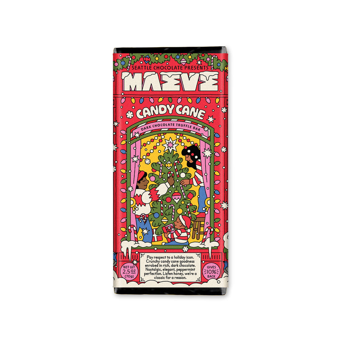 Holiday Olive Sock + Chocolate Bundle (Candy Cane)