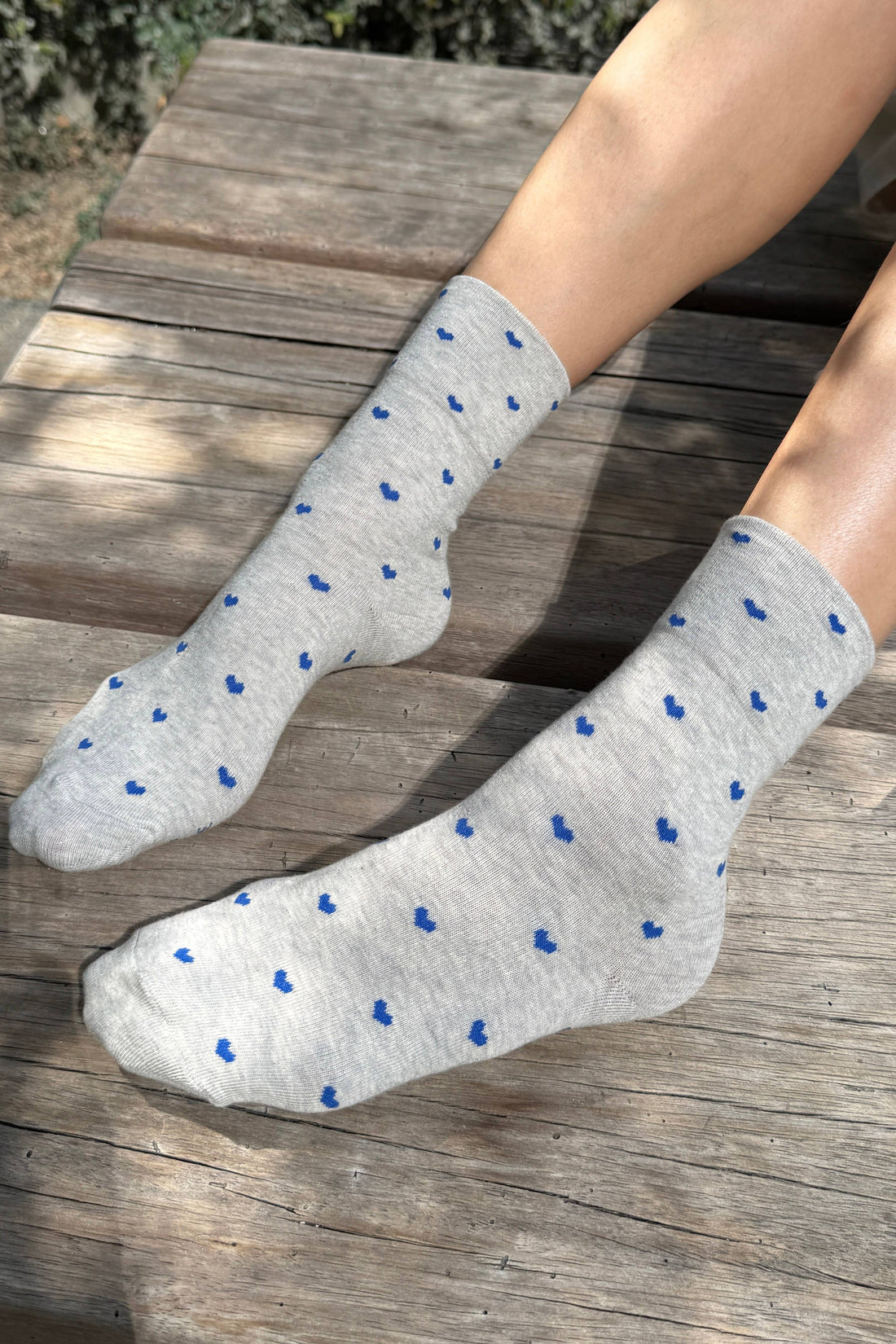 Sneaker Socks - Heart - Melange Grey / Cobalt