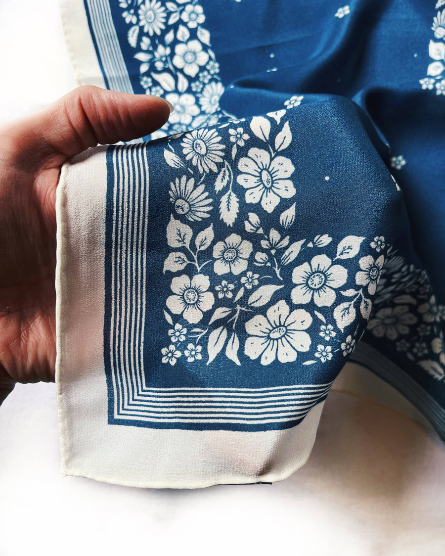 Santorini Floral Silk Bandana