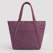 plum colored nylon tote bag