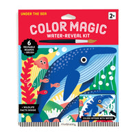 Color Magic water-reveal kit packaging with a whale illustration on a red background